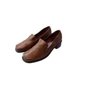 Naturalizer Brown Leather Loafers Women’s Size 9 Wide Comfort Slip On Shoes